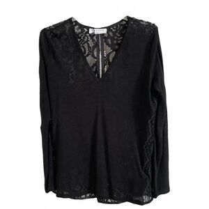 Sandro Black Lace V-Neck Blouse